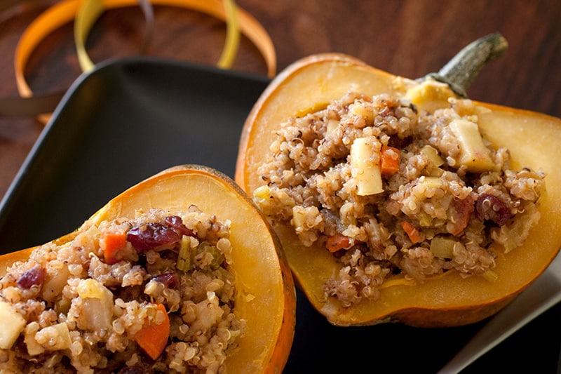 Acorn squashes served
