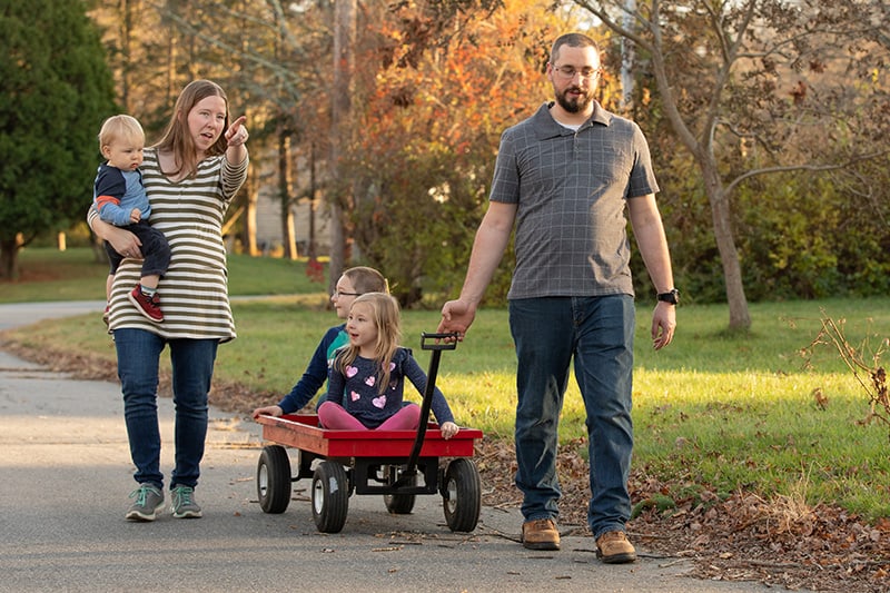 Elizabeth and family PKU Elizabeth and her family walking