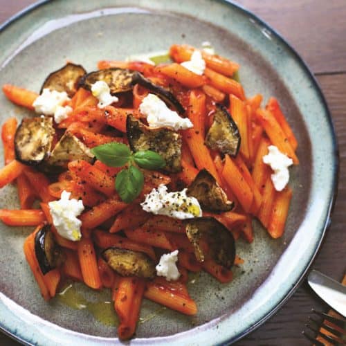 Penne a la Norma on a plate