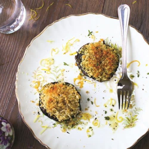 Grilled portobello mushrooms on a plate