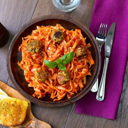 Tagliatelle Eggplant served on a plate