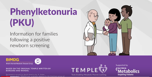 graphic advertising TEMPLE educational series (illustration of doctor talking to parents holding a baby)