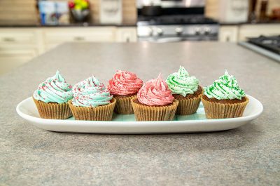 Cupcakes with buttercream colorful frosting