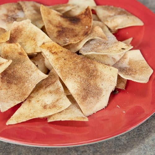 Cinnamon Sugar Chips on plate