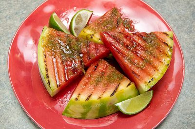 Honey Lime Grilled Watermelon on plate