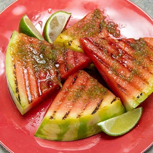 Honey Lime Grilled Watermelon on plate
