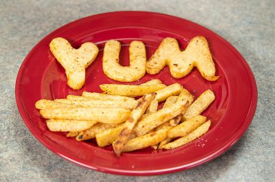 Jicama Alphabet Fries on plate