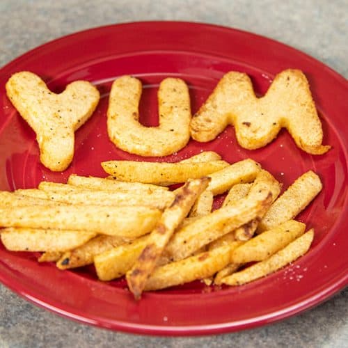 Jicama Alphabet Fries on plate