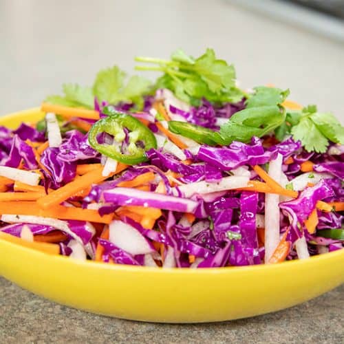 Colorful Jicama Slaw in a bowl