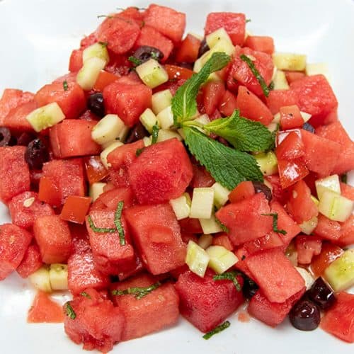 Savory Watermelon Salad on plate