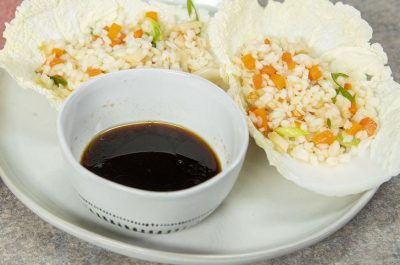 Asian Dipping Sauce served with cabbage wraps