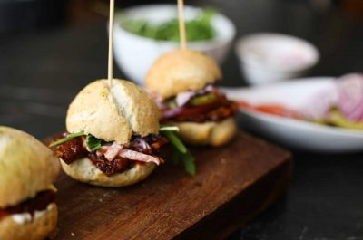 Red Cabbage Slaw in sliders