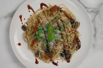 Basil Pesto Pasta on a plate