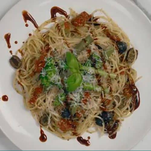 Basil Pesto Pasta on a plate