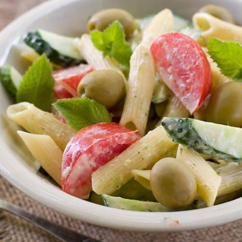 Creamy Pasta Salad in a bowl